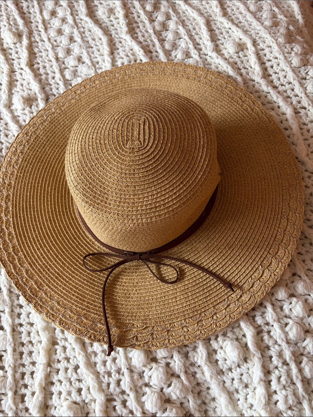 Wide Brim Straw Sun Hat in Brown